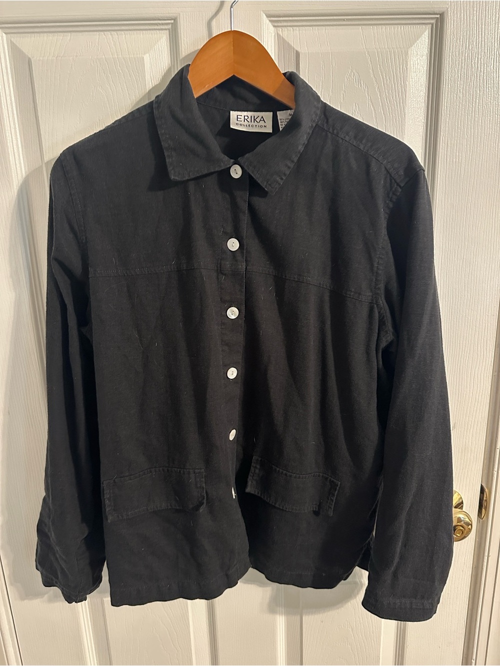 Erika Black Button-Front Jean Jacket